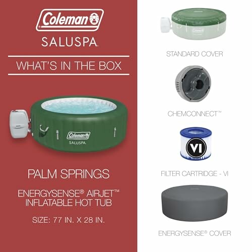 Coleman Saluspa Palm Springs inflatable hot tub with accessories included.