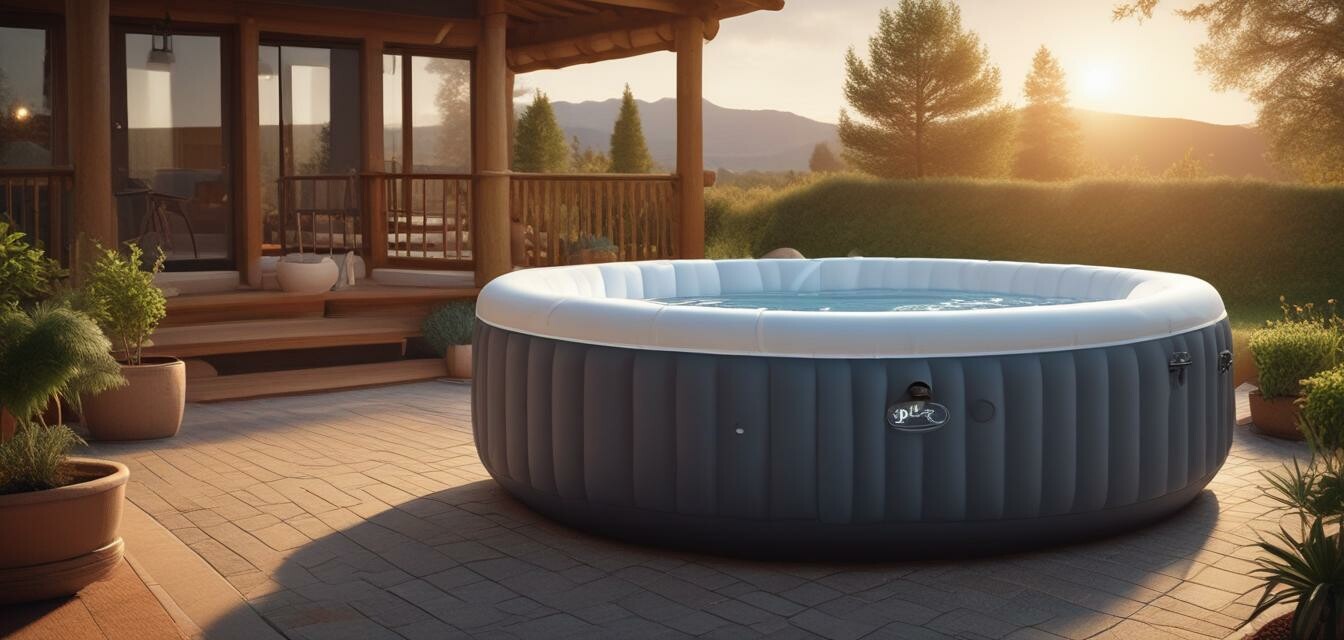 An inviting inflatable hot tub on a patio