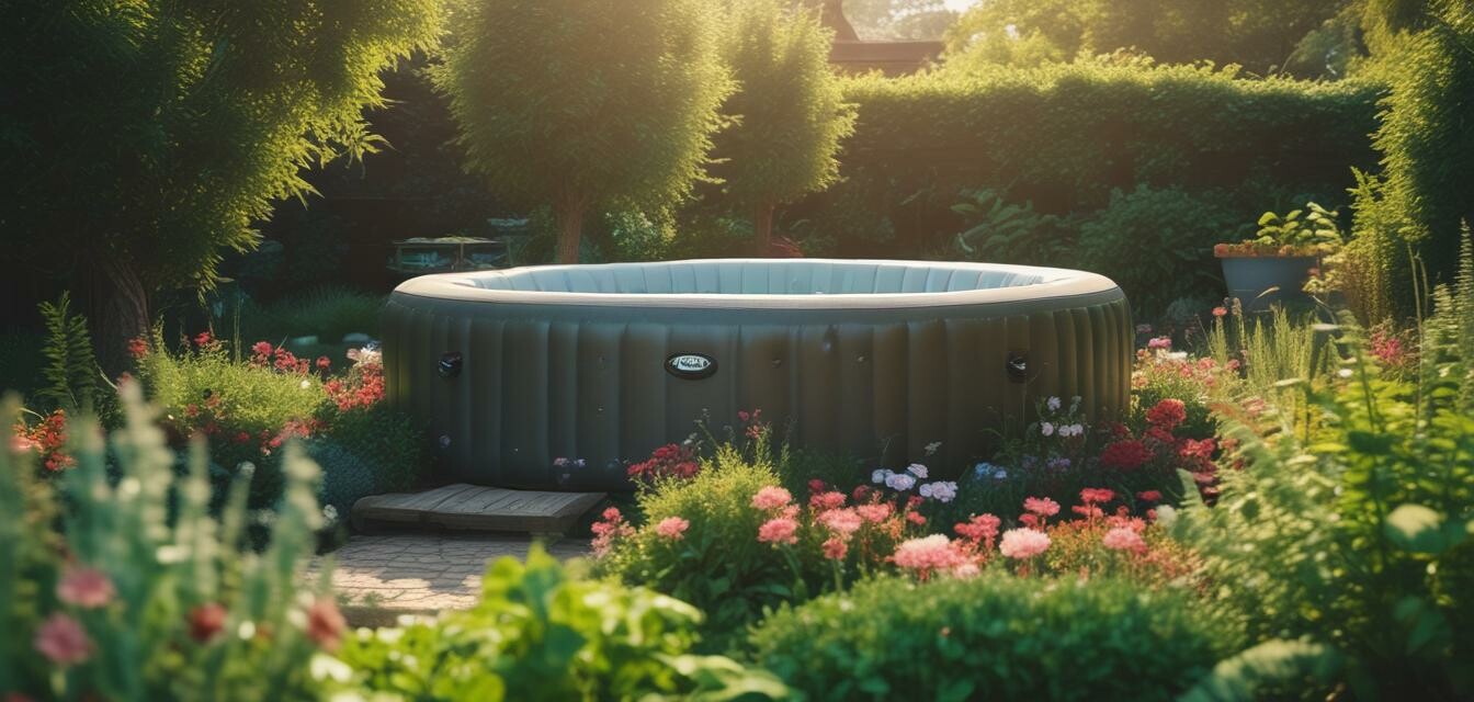 Inflatable hot tub in a spring setting