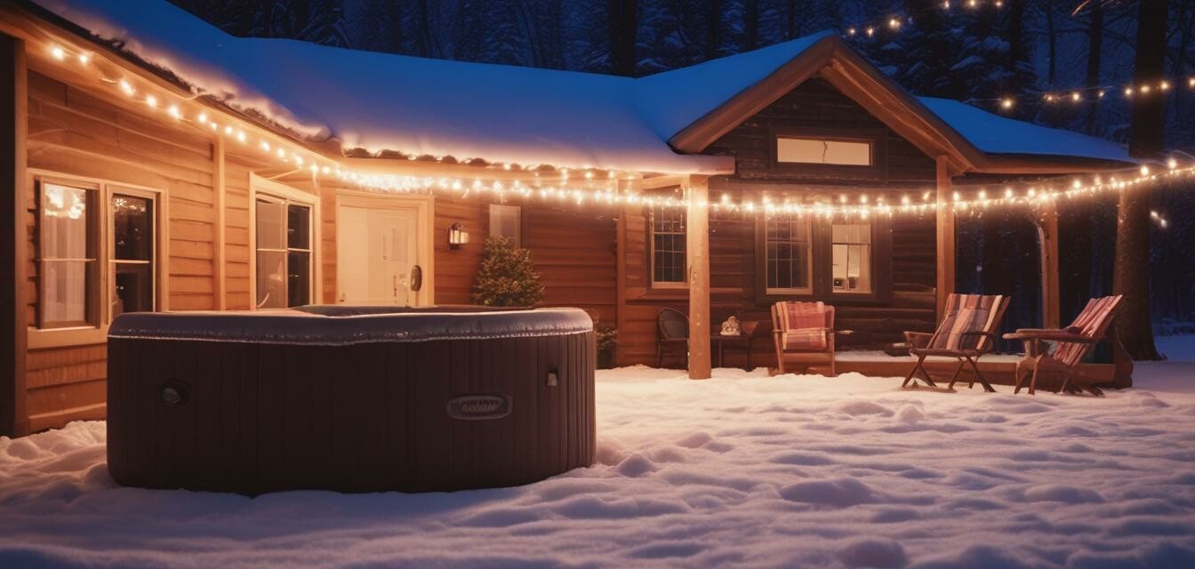 Inflatable hot tub in a winter setting